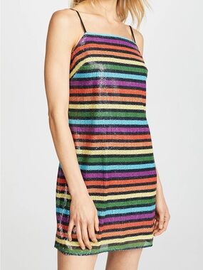 Wayf Multicolor Striped Sequin Mini Dress